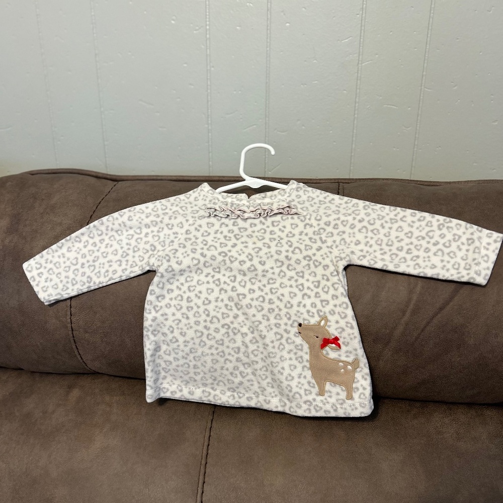 Child of Mine by Carters Leopard print sweater with deer applique